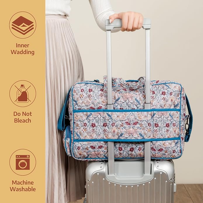 Maison d' Hermine Weekender Bags for Women Cotton Quilted Duffel Overnight Luggage Weekend Bag for Men Gym Gifts Travel | Overnight Luggage Weekend Bag for Men Gym Sports Gifts Duffle bag Business Travellers Trip Spring Summer - Image 8