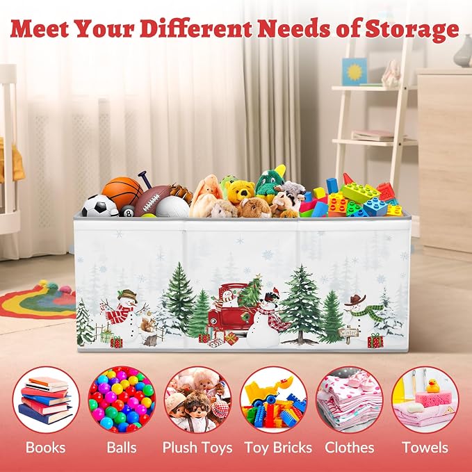 Large Toy Box Collapsible Chest Organizer with Flip Lid for Kids | Oxford Storage Box with Handle for Boy Girl Sturdy Waterproof Organizing Decor for Bedroom Playroom Nursery 37.7×12.5×15.7'' - Image 4