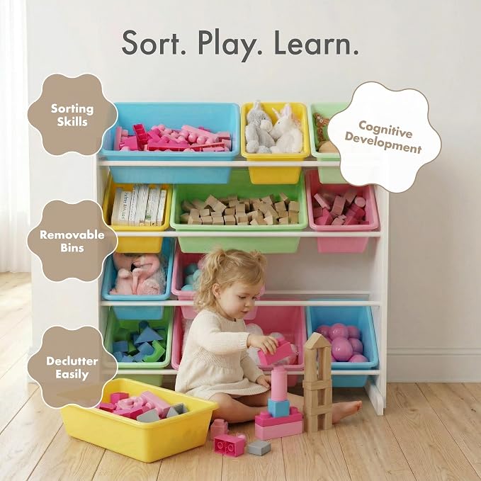 Humble Crew Kids Toy Organizer with 12 Bins, 4 Tier Storage for Playroom - Image 6