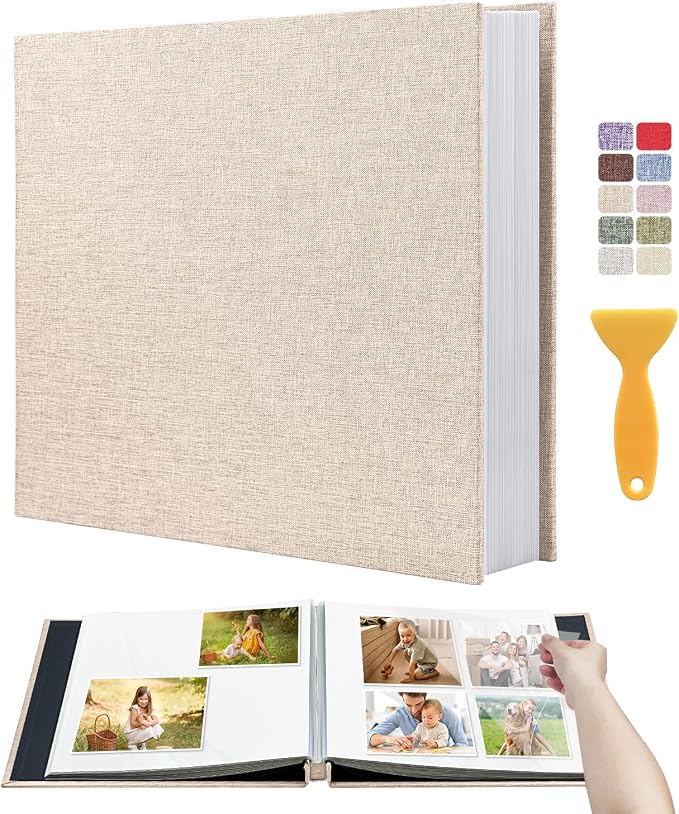 Large Photo Album Self Adhesive Scrapbook Album for 4x6 5x7 8x10 Pictures DIY Photo Book for Wedding, Anniversary, Christmas, Baby Shower, Ideal for Preserving Precious Moments by HoneyTolly