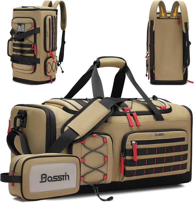 BOSSTIN Gym Bag for Men & Women, 45L-50L Expandable Sports Duffle Bag | Convertible Duffel Backpack, Comes with Toiletry Bag, Shoe Compartment & Wet Pocket, for Workout, Weekender, Overnight Travel by BOSSTIN