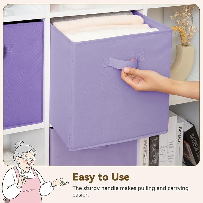 GRANNY SAYS 13 Inch Cube Storage Organizer, Purple Gradient, 6-Pack | Collapsible Storage Cubes with Thickened Base Plate, Sturdy Handles, Decorative Baskets for Shelves, Closet - Image 7