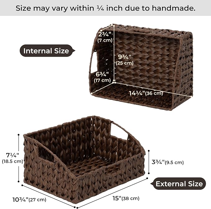 GRANNY SAYS Wicker Storage Basket for Shelves, Large Wicker Basket | Wicker Storage Baskets for Pantry, Open Front Basket for Shelves, Kitchen Storage Baskets, Decorative Basket for Home Decor - Image 2