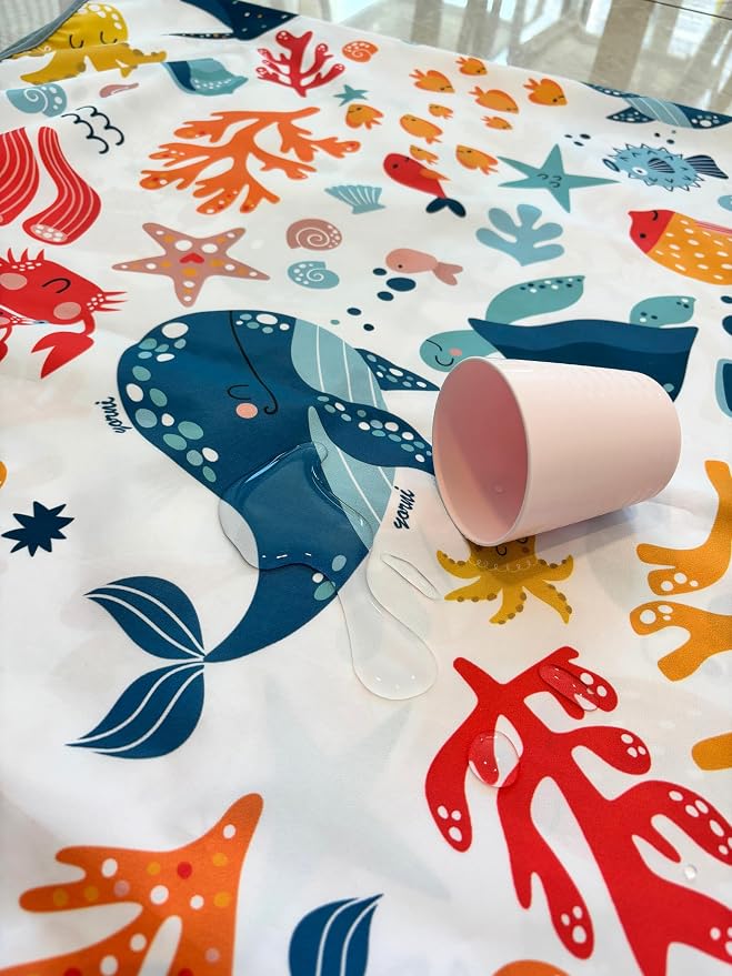 Waterproof High Chair Splat Mat – Machine Washable Floor & Table Protector for Baby Feeding, Art & Crafts, Outdoor Use (Ocean, 57x71 Inch) - Image 4