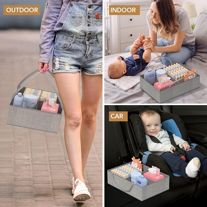 BBLIKE Diaper Caddy Organizer with Hanging Rack - 3 Tier Rolling Baby Storage Cart with Drawers and Side Pockets for Newborn Diaper Organization for Nursery, Crib, Bedroom, Changing Table, Gray - Image 4