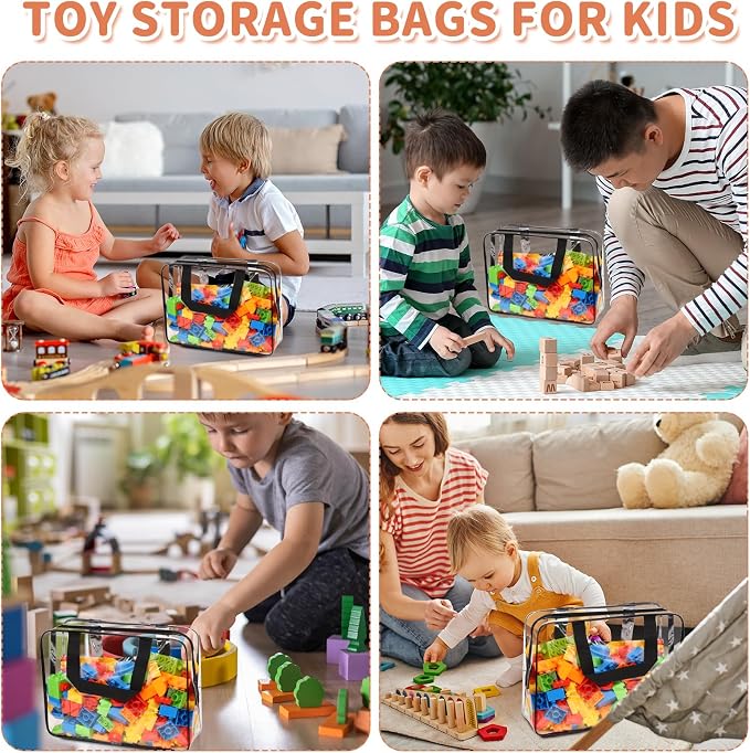 18 Packs Large Toy Storage Bags with Labels, Waterproof Clear Pvc Storage Bags for Toys, Travel Organizer Bags with Zipper Closure for Puzzles, Building Blocks, Kids' Books - Image 6
