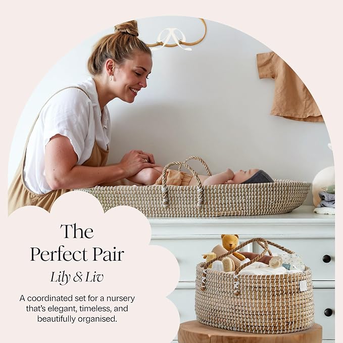 BEBE BASK Premium Baby Diaper Caddy Organizer - Basket With Cotton Divider | Award Winner, Handmade, Seagrass Caddy Basket, Newborn Essentials, Nursery Basket, Removable Divider, Baby Shower (Natural) - Image 5