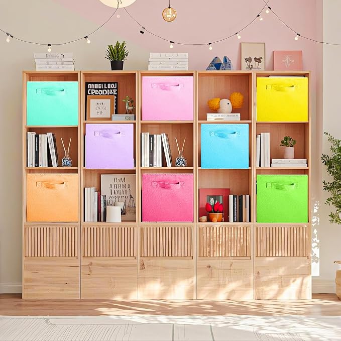 ShellKingdom Storage Bins, Foldable Fabric Storage Cubes, 8 Pack, 8 Colors | Cloth Organizer Drawer For Closet And Toys, 10.5 X 10.5 X 11 INCH, (Mix Colors) - Image 3