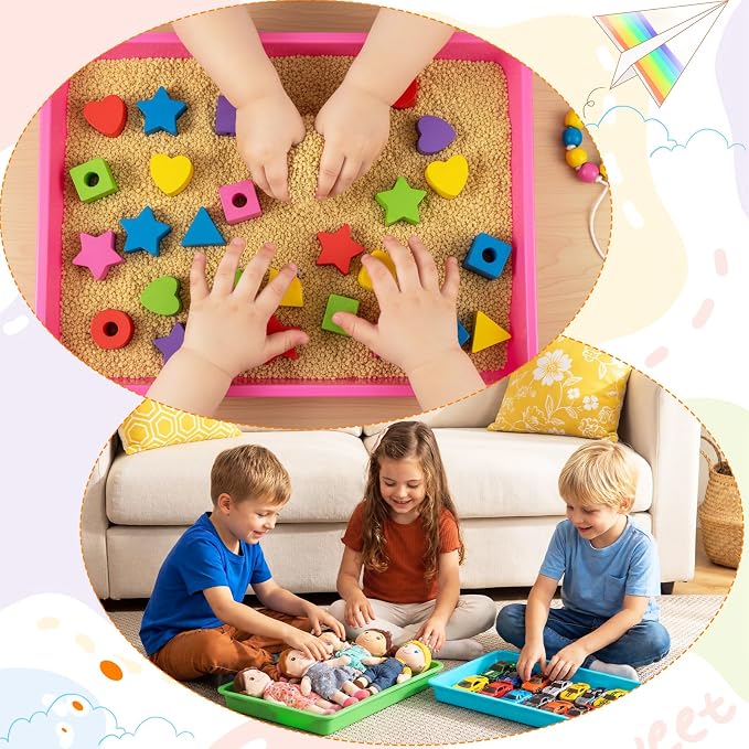 Maitys 15 Pack Plastic Art Trays 12 x 16 Inch Activity Crafts Trays Sensory Tray DIY Projects, Painting, Beads, Jewelry Office Home Organizer Arts and Crafts Supplies(Vivid Color) - Image 5