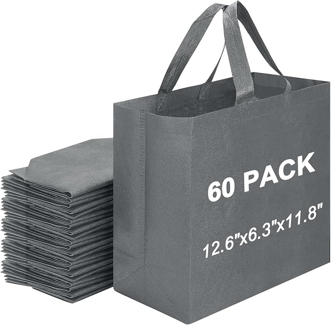 Reusable Grocery Bags 12.6 * 6.3 * 11.8 in - Non Woven Totes Bag with Reinforced Handles, Shopping Bags Bulk by Unknown