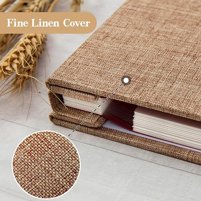 potricher Self Adhesive Photo Album 40 Pages, Linen cover, Khaki | Photo Album Self Adhesive 4x6 5x7 8x10 Pictures, Linen Cover DIY Scrapbook Albums for Family, Wedding, Baby, Anniversary - Image 5