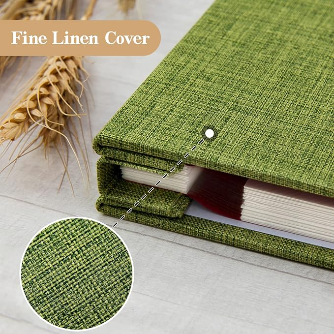 potricher Self Adhesive Photo Album 40 Pages, Linen cover, Green | Photo Album Self Adhesive 4x6 5x7 8x10 Pictures, Linen Cover DIY Scrapbook Albums for Family, Wedding, Baby, Anniversary - Image 5