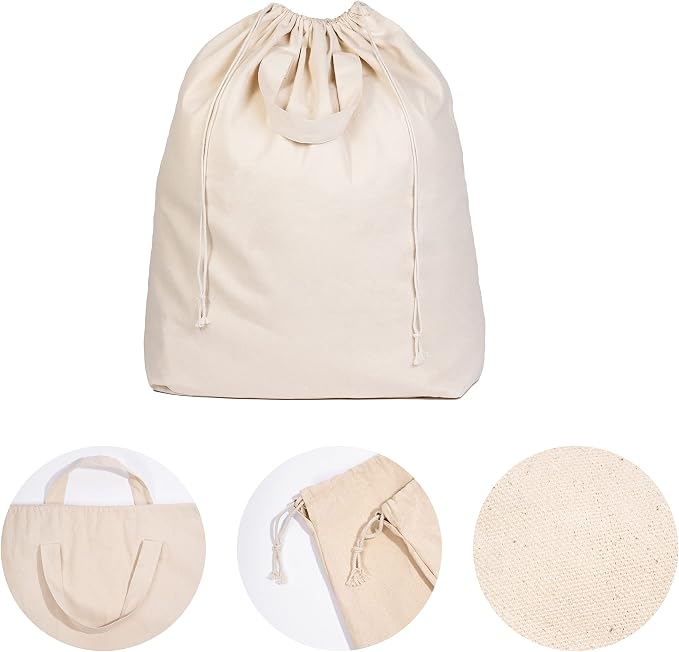 College Dorm Laundry Bags - Versatile and Heavy Duty College Laundry Hamper Liner with Drawstring - Canvas Laundry Basket Liner - 100% Cotton, Washable and Foldable Cloth Laundry Bags (1 Pack) - Image 7