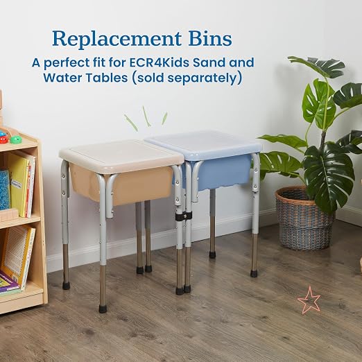 ECR4Kids Stackable Square Bins with Non-Snap Lids, Multipurpose Organization, Sand, 2-Pack - Image 5