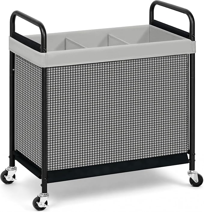 STORAGE MANIAC Rolling Laundry Hamper with Wheels 3-Section Laundry Sorter Rolling Laundrys Basket on Wheels with Removable Bag Clothes Hamper Laundrys Organizer Cart Bathroom Bedroom 120L Grey by STORAGEMANIAC