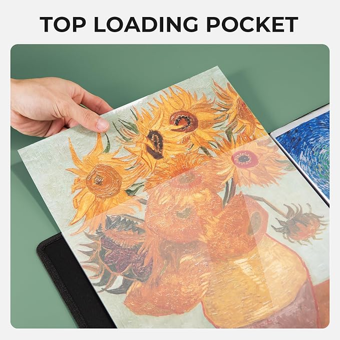 Nicpro 11"x17" Art Portfolio, 30 Pockets Display 60 Pages Art Portfolio Folder with Clear Plastic Sleeves, Artwork Storage Presentation Book for Artists, Painting Carrier Case - Image 3