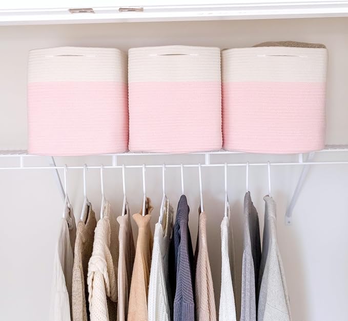 NaturalCozy 13x15x13 Kallax Storage Cubes, 3 Pack | Cotton Rope Cube Storage Bins Woven Baskets for Organizing | Kallax Insert Baskets for Shelves Organizer, Kids Toy, Pantry, Closet, Baby Nursery - Image 5