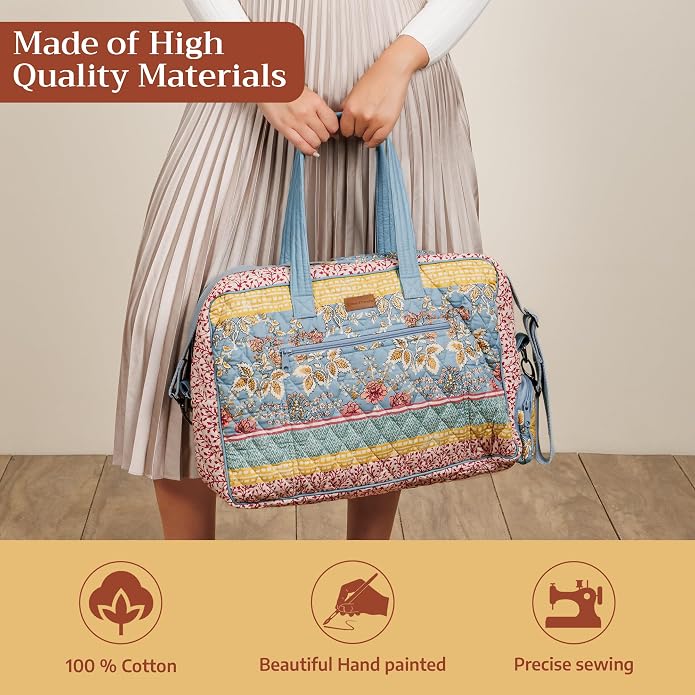Maison d' Hermine Weekender Bags for Women Cotton Quilted Duffel Overnight Luggage Weekend Bag for Men Gym Gifts Travel | Overnight Luggage Weekend Bag for Men Gym Sports Gifts Duffle bag Business Travellers Trip Spring Summer - Image 4