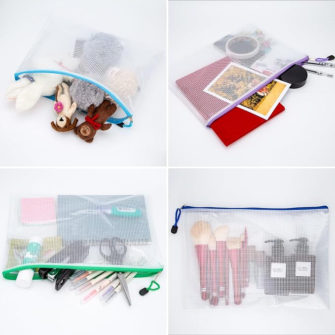 72pcs Mesh Zipper Pouch Bags,A4 Letter Size Zipper Mesh Document Pouch | Multi-use 13" x 9.5" Waterproof Mesh Bags for Board Games & Puzzles,Organizing Storage for School Office Supplies - Image 5