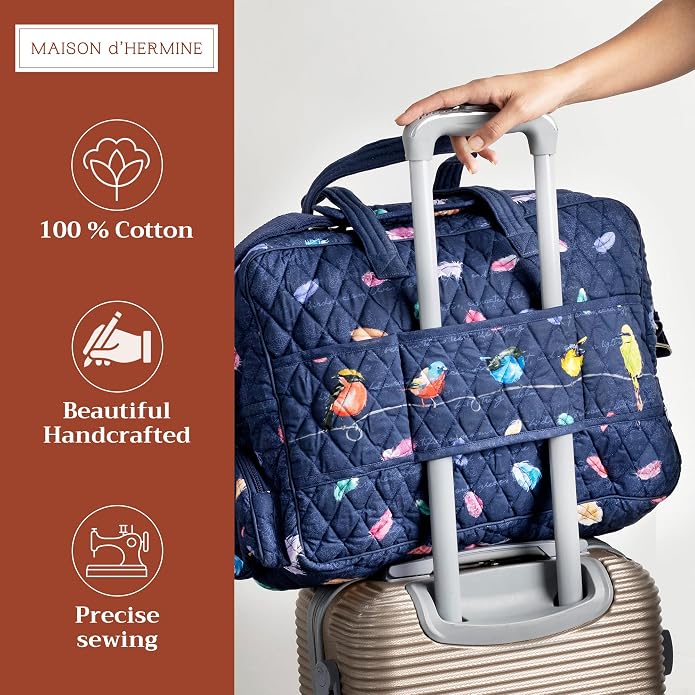 Maison d' Hermine Weekender Bags for Women Cotton Quilted Duffel Overnight Luggage Weekend Bag for Men Gym Gifts Travel | Overnight Luggage Weekend Bag for Men Gym Sports Gifts Duffle bag Business Travellers Trip Spring Summer - Image 4