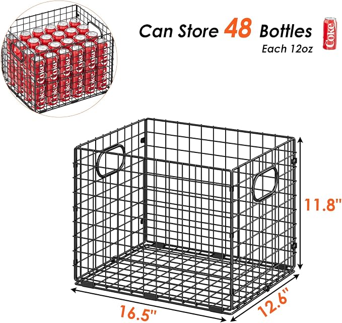 3-Pack Metal Milk Crate for Storage, Large 40qt Stackable Collapsible Storage Bins with Handle, Heavy Duty Storage Baskets for Shelves, Folding Basket Organizer for Car, Garage, Home, Camping, Office - Image 3