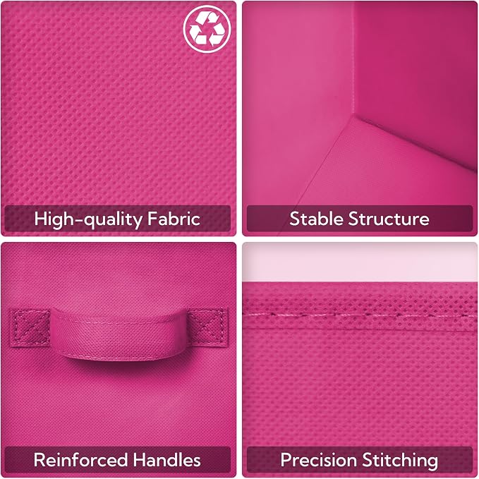 GRANNY SAYS 11x11 Cube Storage Bins, Cube Organizers, Pink Gradient, 6-Pack | Collapsible Storage Boxes with Thickened Base Plate, Sturdy Handles, Decorative Baskets for Shelves, Closet - Image 6