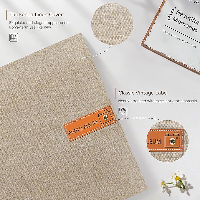 Popotop Large Photo Album Self Adhesive 4x6 5x7 8x10 Scrapbook Album DIY Picture Book,Gifts for Mom,Family Baby and Wedding,with Metal Pen and Plastic Board - Image 3
