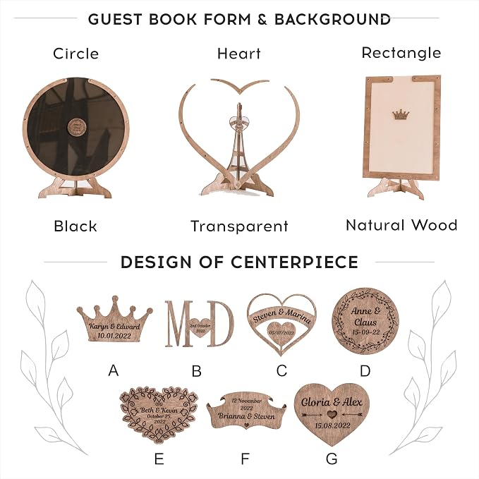 Wedding Guest Book Alternative | Personalized Wedding Guest | Graduation Guest Book | Heart Frame Wedding Guest Book | Wedding Decorations for Reception Inside and Outside | Heart Box (Circle) - Image 4