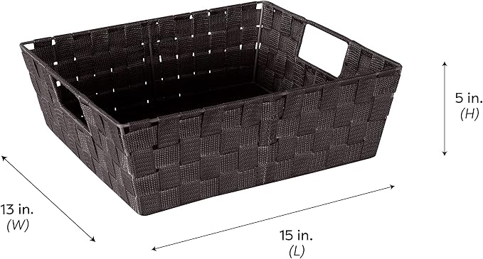 Simplify Large Shelf Woven Strap Tote | Decorative Storage Basket | Built in Handles | Organization | Closet | Bedroom | Bathroom | Nursery | Accessories | Toys | Gifts | 2 Pack | Chocolate - Image 8