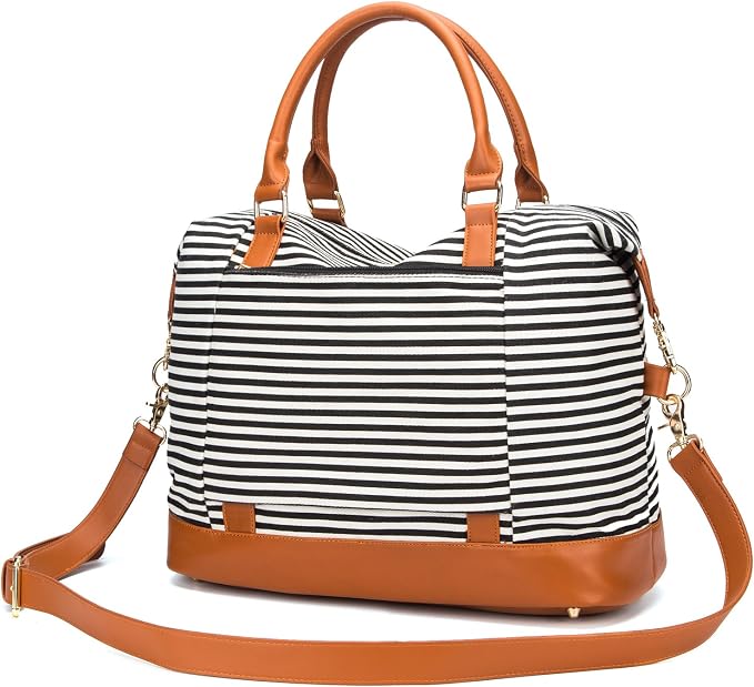 Bluboon Travel Tote Bags with Zipper Ladies Canvas Bag Weekender Overnight Bag for Women Carry on Duffel Bag Trolley Sleeve - Image 7