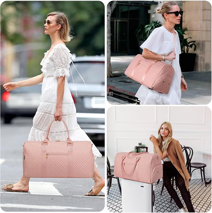 Duffle Bag for Travel, Weekender Bag with Shoe Compartment, Carry On Overnight Bag for Women with Toiletry Bag, Gym Bag with Wet Pocket, Hospital Bags for Labor and Delivery Beige - Image 6
