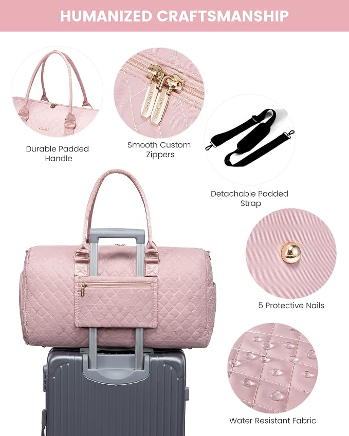 LOVEVOOK Travel Duffle Bag, Weekender Bag for Women with Toiletry Bag, Carry on Overnight Bag with Shoe Compartment, Gym Duffel Bag with Wet Pocket, Mommy Hospital Bags for Labor and Delivery - Image 3