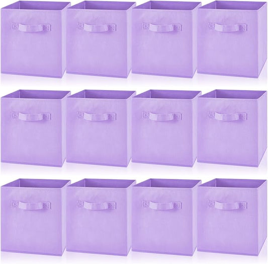 Yinder 12 Pcs Cube Storage Bin Purple 10.5''x10.5''x11'' Storage Bins for Playroom Decor Colorful Bins for Kids Foldable Baskets for Nursery Organizer Boxes Fabric Boxes by Yinder