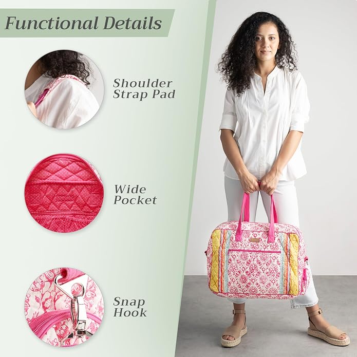 Maison d' Hermine Weekender Bags for Women Cotton Quilted Duffel Overnight Luggage Weekend Bag for Men Gym Gifts Travel | Overnight Luggage Weekend Bag for Men Gym Sports Gifts Duffle bag Business Travellers Trip Spring Summer - Image 5