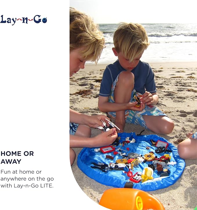 Lay-n-Go Layflat Portable Drawstring Cinch Storage Toy & Mini Figures Organizer & Play Mat, Mesh Pockets, Home & Travel, Kids & Toddlers Playdates, 2 Straps for Backpack, Durable, Machine Washable - Image 8