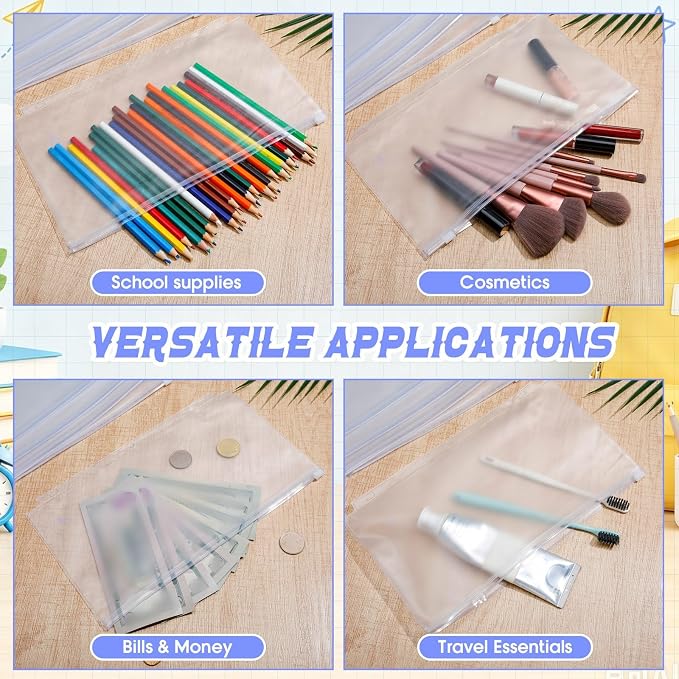 Gilprop 100 Pcs Clear Binder Zipper Pouches 3 Rings PVC Waterproof Loose Leaf Bags Letter Size Binder Pockets 11.5 x 6.7'' Fill Folders Document Organizer for Office Supplies Filling Storage - Image 5