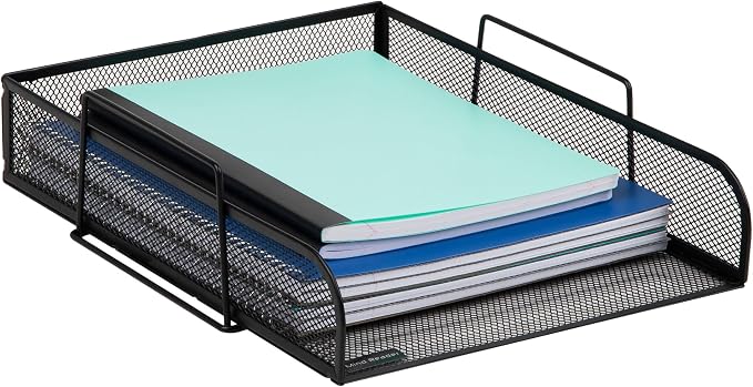 Mind Reader Stackable Paper Tray, Desktop Organizer, File Storage, Office, Metal Mesh, 10.5" L x 13.5" W x 11.25" H, 4 Pcs., Black - Image 5