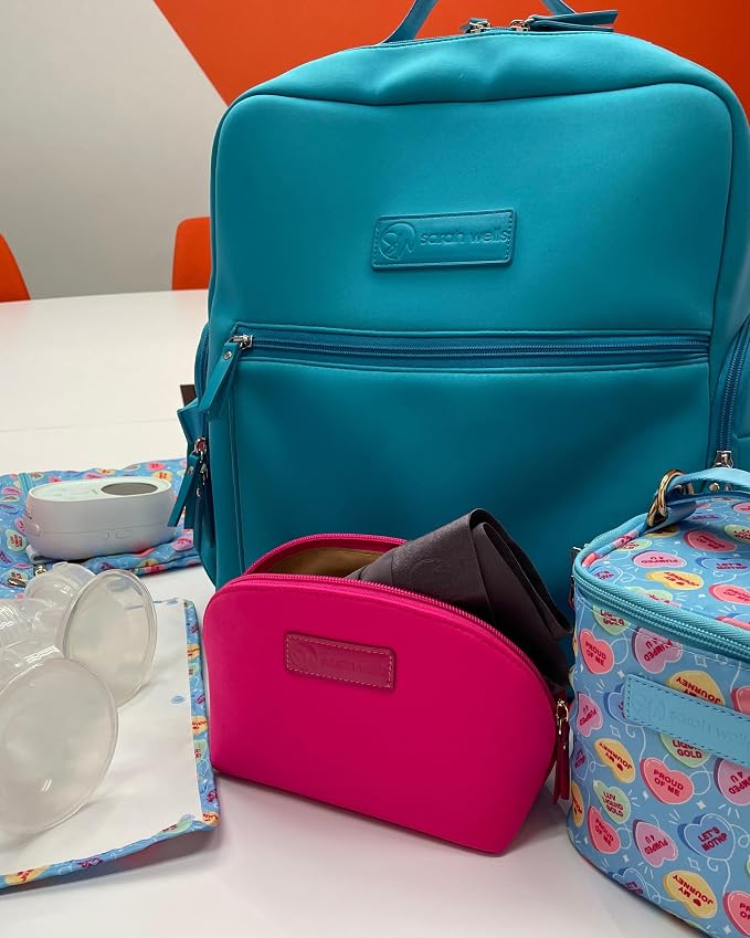 Sarah Wells PackSWell Neoprene Organizer Bag Set – 3 Nesting, Washable Pouches for Makeup, Pump Parts, Diaper & Pump Bag, Travel, Tote & Gym – Storage for Snacks, Tech Cords, Toiletries (Sky) - Image 3