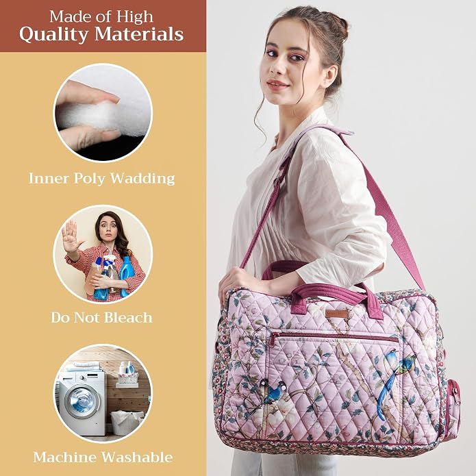 Maison d' Hermine Weekender Bags for Women Cotton Quilted Duffel Overnight Luggage Weekend Bag for Men Gym Gifts Travel | Overnight Luggage Weekend Bag for Men Gym Sports Gifts Duffle bag Business Travellers Trip Spring Summer - Image 2