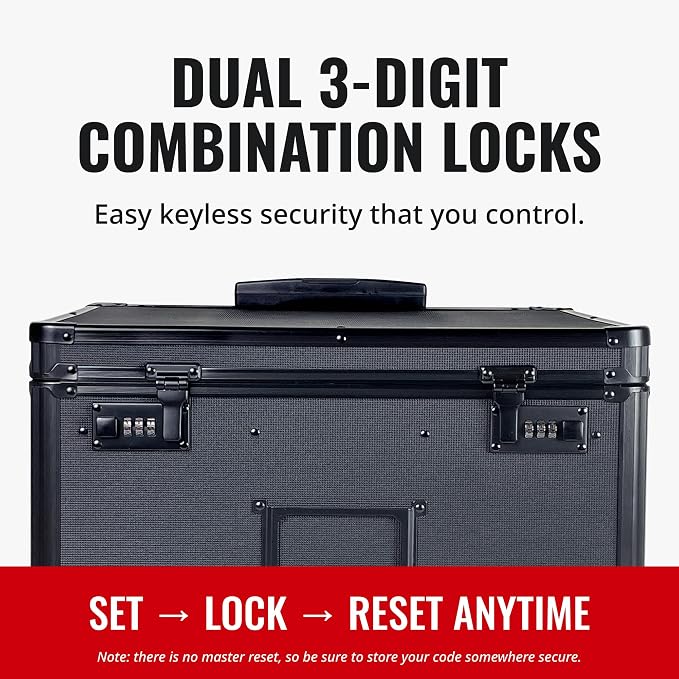Vaultz Locking Mobile File Chest, Letter/Legal Size Storage Box, Black | Rolling filing chest storage for letter and legal size files, secure lock, compact 17.5x15.5x14.5 in black footprint - Image 6