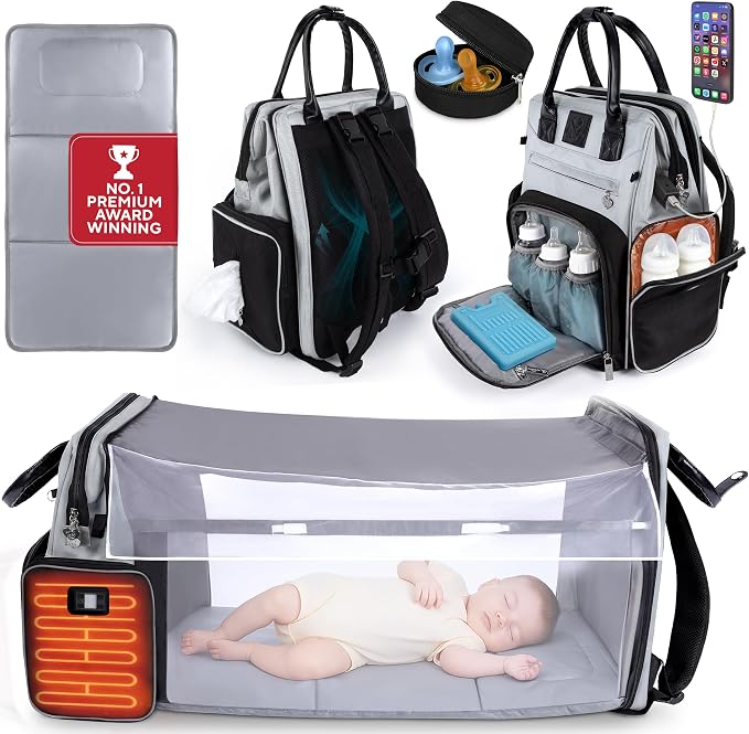 Premium Baby Diaper Bag with Changing Station, Diaper Bag Backpack w/ Pad | Award-winning, built-in changing station, warming pockets, waterproof, travel ready, unisex by JustBabyLUV-LOVEINEVERYLAYER