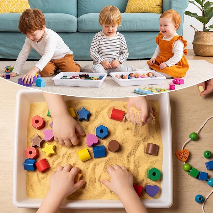 Maitys 15 Pcs Activity Plastic Art Trays 14.57 x 10.63 x 1.77 Inch Large Crafts Organizer Serving Storage Tray for Kids School Classroom DIY Project Painting Home Organizing Supply(White) - Image 5