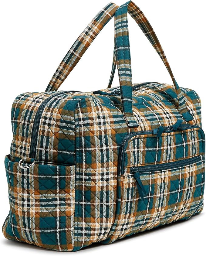 Vera Bradley Women's Cotton Weekender Travel Bag, Orchard Plaid, One Size - Image 2