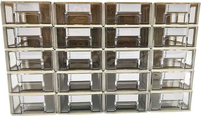 Stackable Storage Drawers Set of 20 with Dividers and Paper Labels - Image 5