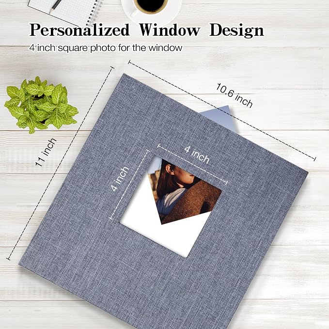 Self Adhesive Photo Album 40 Pages, Linen cover, Gray | Photo Album Self Adhesive 4x6 5x7 8x10 Pictures, Linen Cover DIY Scrapbook Albums for Family, Wedding, Baby, Anniversary - Image 2