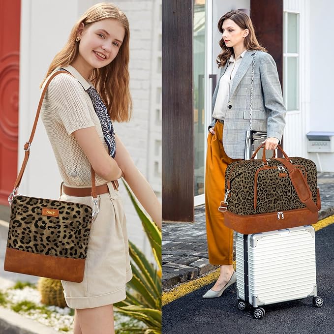 TIBES Travel Weekender Bag for Women, Overnight Bag with Shoe Compartment | 3PCS Large Travel Duffel Bag for Gym, Travel, Hospital, Business Trip, Carry On Tote, Wet & Dry Separation, Water Resistant - Image 7