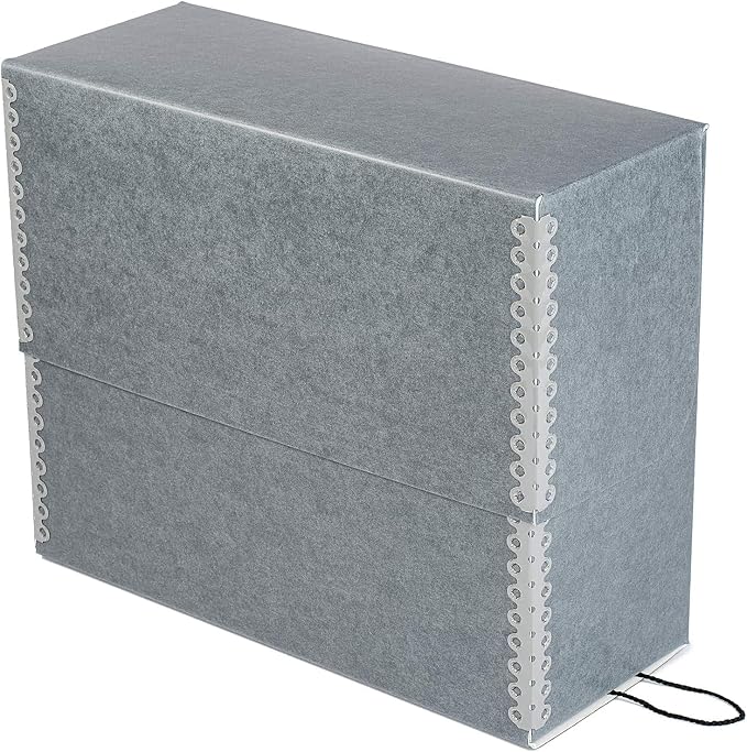 Lineco Archival Document Storage Box, Gray, 12.5" x 10.5" x 5" | Letter-Sized, Metal Edge, Acid-Free Boxboard Case, Organize Files, Prints, Photos, Pack of 2 - Image 2