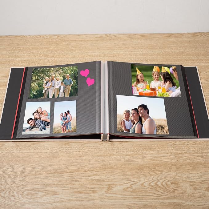 Large Photo Album Self Adhesive for 4x6 8x10 Magnetic Scrapbook Album DIY 60 Black Sticky Pages Linen Cover Photo Album(Beige) - Image 3
