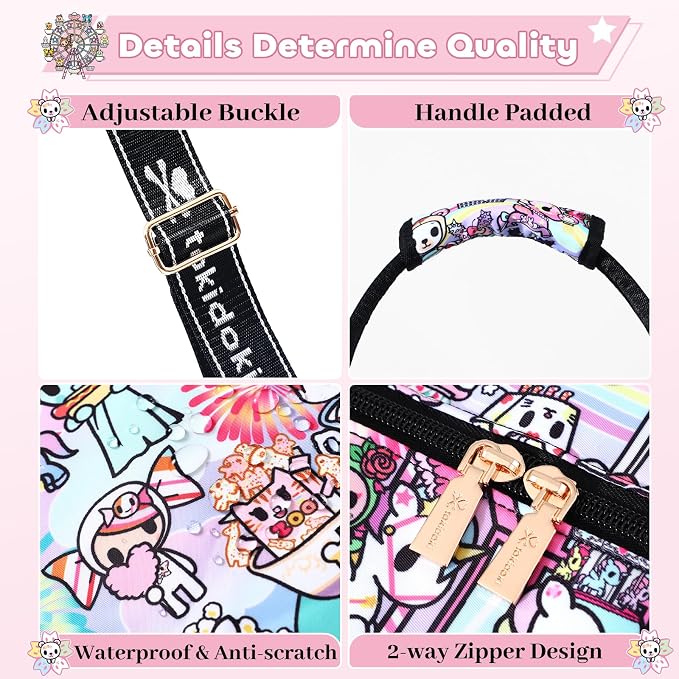 tokidoki Travel Duffle Bag, Weekender with Shoe Compartment Toiletry Bag | many compartments: laptop sleeve, wet-dry pocket, trolley sleeve. Includes toiletry bag. Carry-on. - Image 6