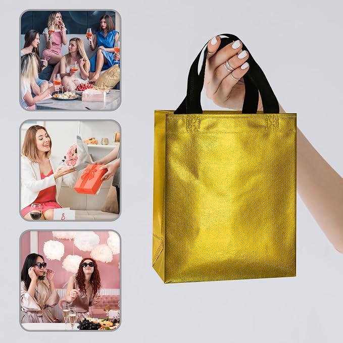 BLEWINDZ 100 Medium Reusable Gift Bags with Handles - Ideal Party Favors & Shopping Bags (10 Colors) - Image 2